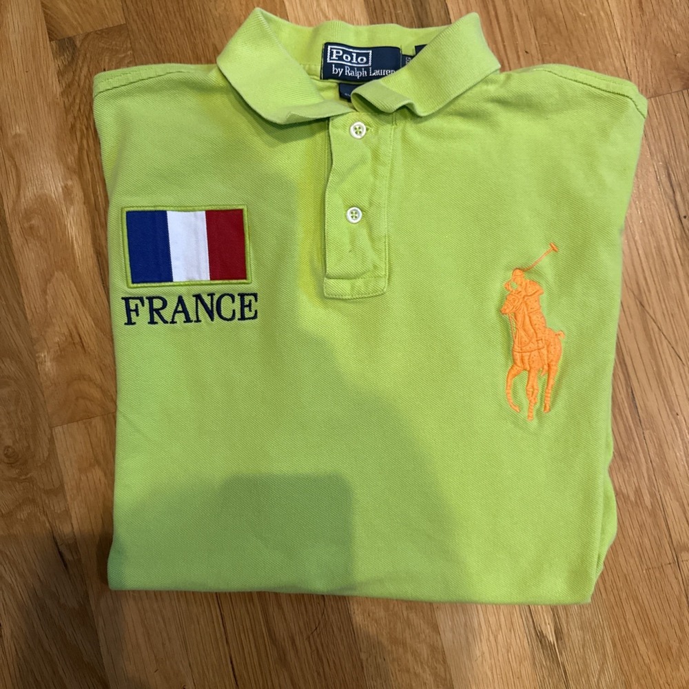 Vtg Polo Ralph Lauren Polo Shirt Size XL Green France Custom Fit Big Pony Logo - Picture 4 of 4